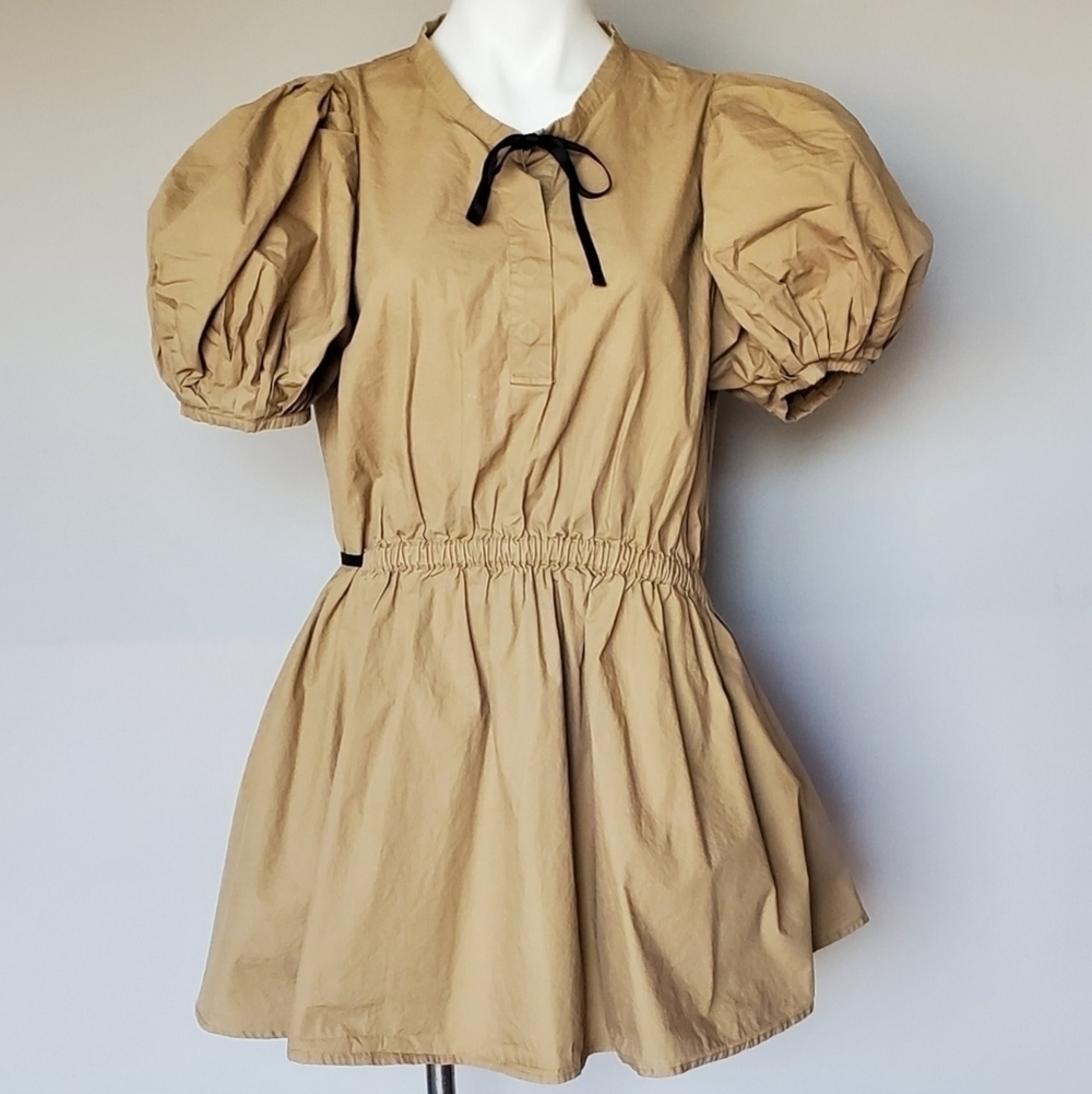Lin Chao Zhang Drop Waist Puff Sleeve Babydoll Mini Dress 165/88A US S